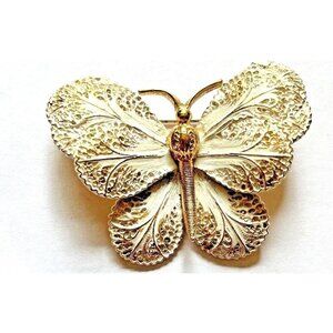 Arthur Pepper ART Signed Gold Toned White Butterfly Pin Vintage